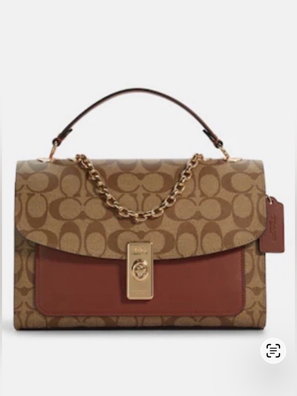 Coach Brown Signature Canvas and Burgundy Leather Shoulder Bag - Picture 2 of 3